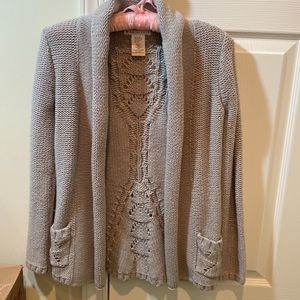 Max Studio Gray Cable Knit Cardigan Sweater - Girls 7/8